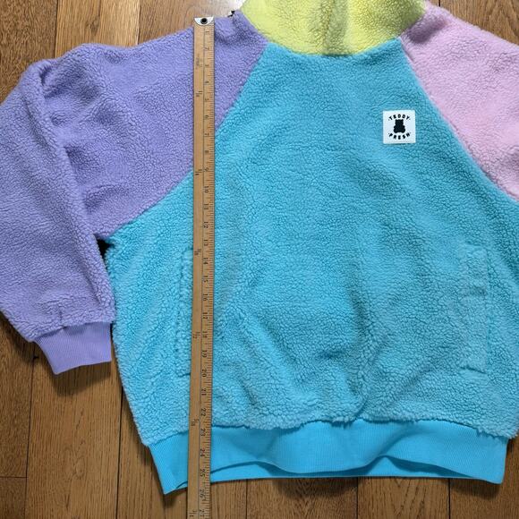TEDDY FRESH Colorblock Sherpa Hoodie Pastel Cotton Lined SZ M Anime Streetwear - Picture 5 of 9